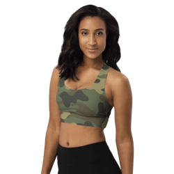 Camo Woodland Military Pattern Longline sports bra