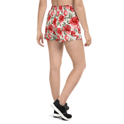 Red Rose Flowers Seamless Pattern Women’s Recycled Athletic Shorts