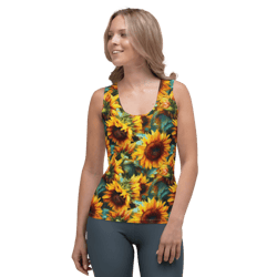 Sunflowers Watercolor Floral Painting Sublimation Cut & Sew Tank Top