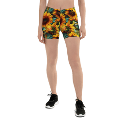 Sunflowers Watercolor Floral Painting Shorts