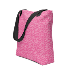 White Outline Polka Dot Hearts on the Pink Background Tote bag