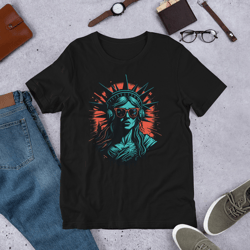 Statue of Liberty in headphones and Sunglasses Unisex t-shirt