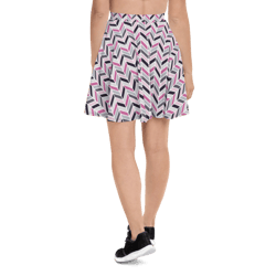 Colorful Chevron ZigZag Stripes Pattern Skater Skirt