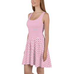 Pink Hearts on the White Background Skater Dress