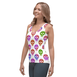 Colorful Skulls Seamless Pattern Sublimation Cut & Sew Tank Top