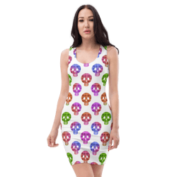 Colorful Skulls Seamless Pattern Sublimation Cut & Sew Dress