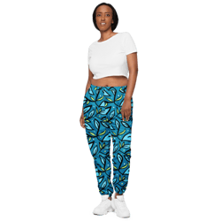 Leaves on a Blue Background Unisex track pants