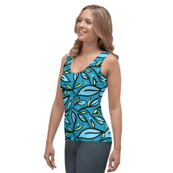 Leaves on a Blue Background Sublimation Cut & Sew Tank Top