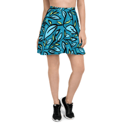 Leaves on a Blue Background Skater Skirt