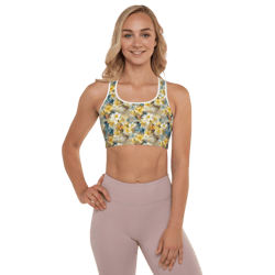Colorful Spring Flowers Seamless Pattern Padded Sports Bra