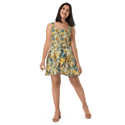 Colorful Spring Flowers Seamless Pattern Skater Dress