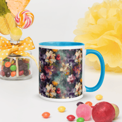 Beautiful Romantic Flowers Chic Floral Pattern Mug with Color Inside