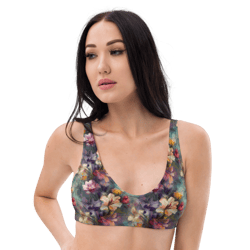 Beautiful Romantic Flowers Chic Floral Pattern Recycled padded bikini top