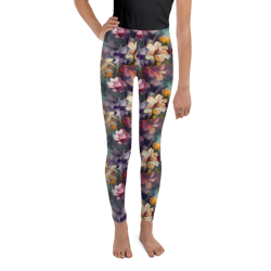 Beautiful Romantic Flowers Chic Floral Pattern Youth Leggings