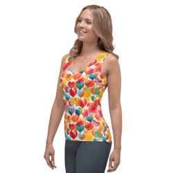Colorful Watercolor Hearts Cute Girly Pattern Sublimation Cut & Sew Tank Top