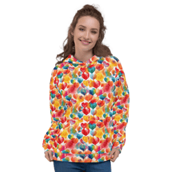 Colorful Watercolor Hearts Cute Girly Pattern Unisex Hoodie