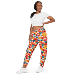 Colorful Watercolor Hearts Cute Girly Pattern Unisex track pants