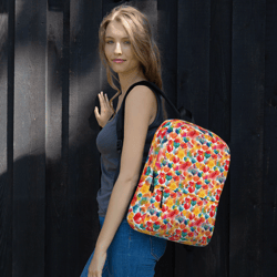 Colorful Watercolor Hearts Cute Girly Pattern Backpack