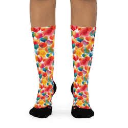 colorful watercolor hearts cute girly pattern basketball socks