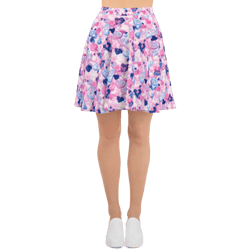 Cartoon Love Hearts Pattern Skater Skirt