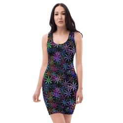 Neon Sparkle Flowers Pattern Sublimation Cut & Sew Dress