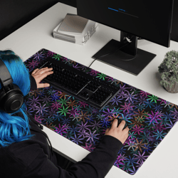 Neon Sparkle Flowers Pattern Gaming mouse pad