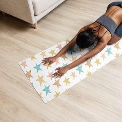 colored stars seamless pattern yoga mat