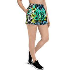 turning point abstract pattern women’s recycled athletic shorts