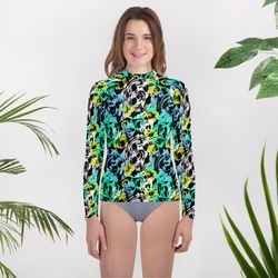turning point abstract pattern youth rash guard