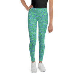 Green and Blue Modern Mozaic Youth Leggings