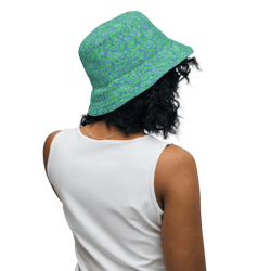 Green and Blue Modern Mozaic Reversible bucket hat