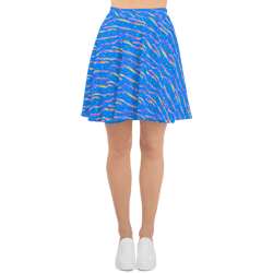 Blue Modern Chic Pattern Skater Skirt