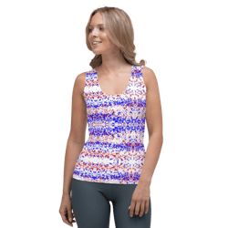 Fourth of July Fragmented Pattern Sublimation Cut & Sew Tank Top