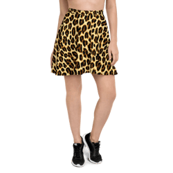 Leopard Skin Animal Print Seamless Pattern Skater Skirt