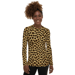 Leopard Skin Animal Print Seamless Pattern Women's Rash Guard