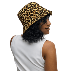 Leopard Skin Animal Print Seamless Pattern Reversible bucket hat