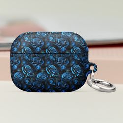 Blue and Black Rose Flowers Seamless Pattern Case for AirPods®