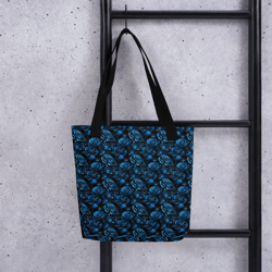 Blue and Black Rose Flowers Seamless Pattern Tote bag