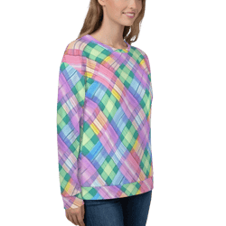 Pastel Rainbow Plaid Pattern Unisex Sweatshirt