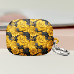 Yellow and Black Rose Flowers Seamless Pattern Case for AirPods®
