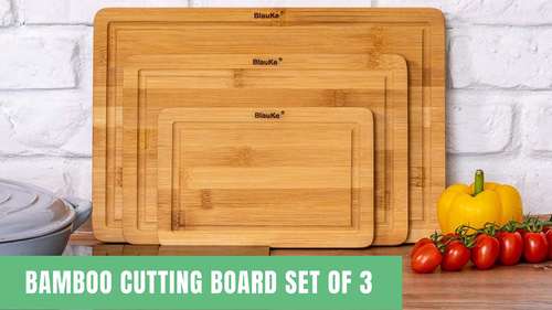 Wooden Cutting Boards for Kitchen with Juice Groove and Handles