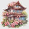 Cottage with Sakura Cross Stitch Pattern PDF Counted House Village Fabulous Fantastic Magical House in Garden.png