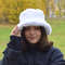 Faux fur bucket hat for women. Fluffy white hat. Luxury fashion furry hat.  Cute fuzzy bucket hats. Astrakhan bucket hat