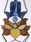 20201108-Stained glass blue hand with eye Hamsa suncatcher with brown and beige lotus flower on a white background.jpg