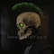 rock punk skull helmet mask with movable jaw green hair and eyes