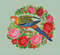 Vintage Cross Stitch Scheme Parrot and roses 