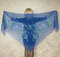 Blue embroidered Orenburg Russian shawl, Hand knit cover up, Wool wrap, Handmade stole, Kerchief, Wedding shawl, Warm bridal cape, Big scarf 2.JPG