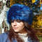 Headband made of faux fur. Blue fluffy headband for women. A gift for girlfriend, mother, sister. Cute warm fur headband