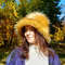 Beige yellow faux fur bucket hat. Festival fuzzy bucket hat. Beige fluffy hat. Rave bucket hat. Bright shaggy bucket hat