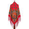 rare red pavlovo posad wool shawl 928-4